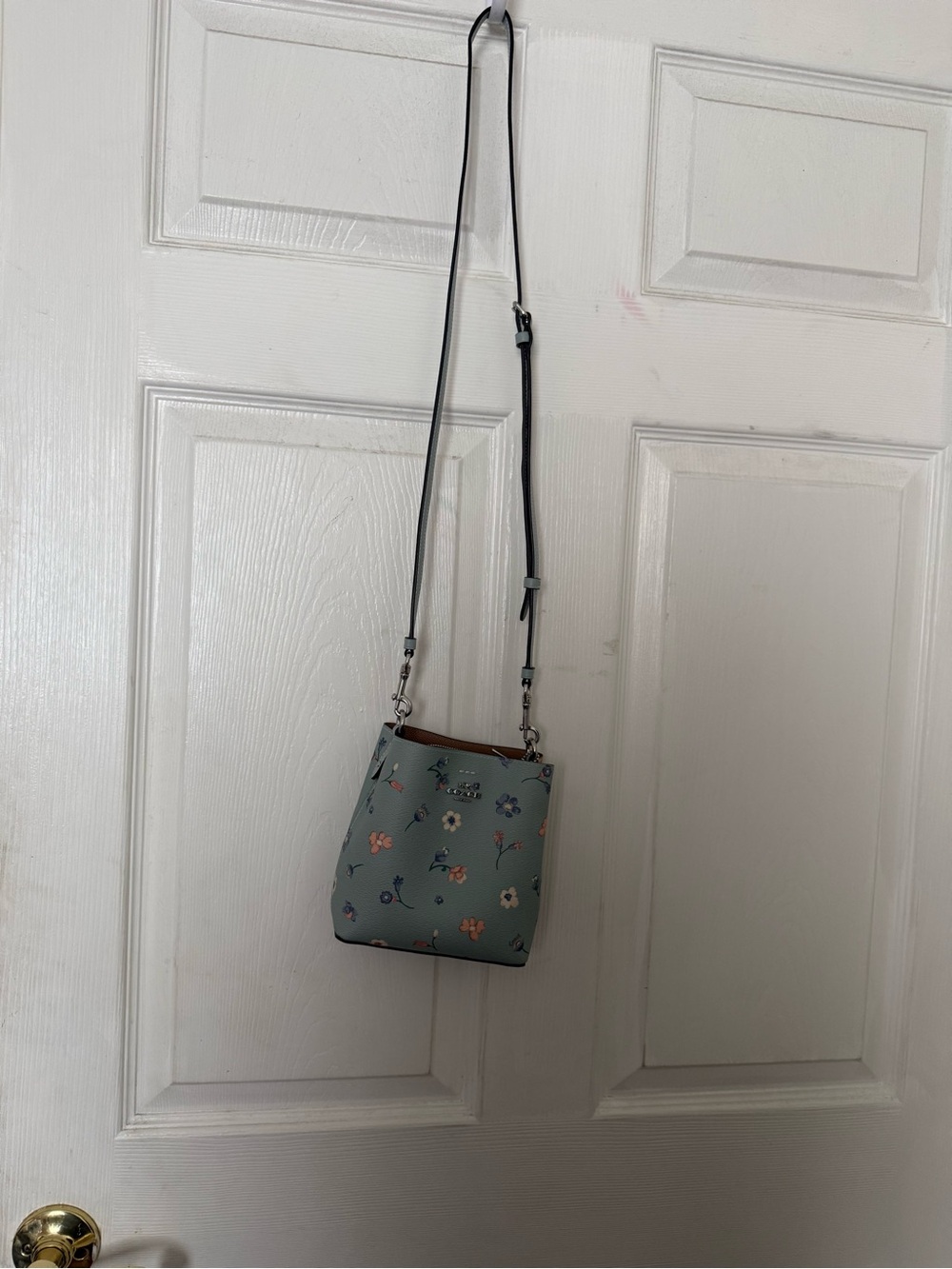 Coach mini bucket bag mystical blue floral print C8608